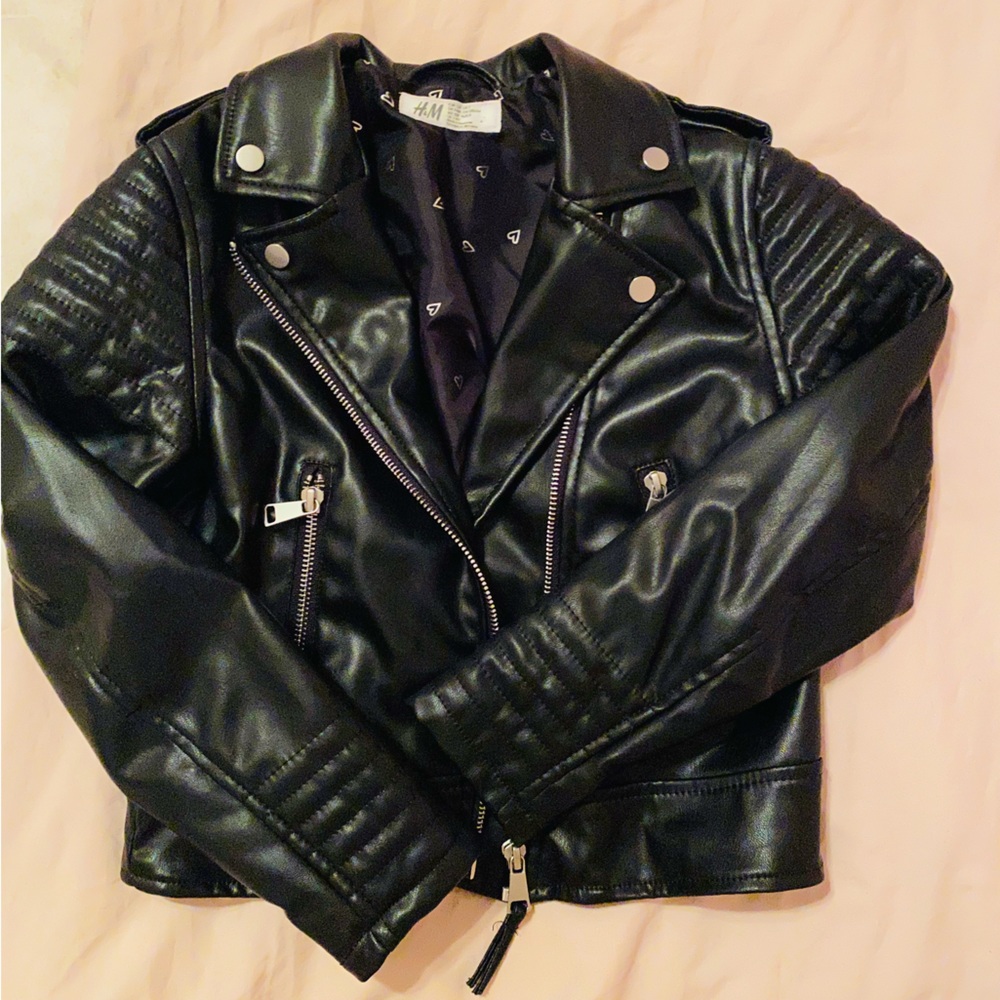 Faux Leather Motorcycle Jacket for Girls